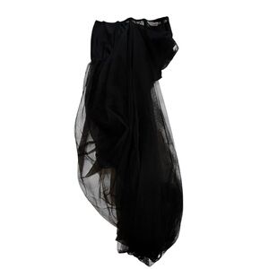 The Attico black tulle sheer corset style top clasp closure small drapey